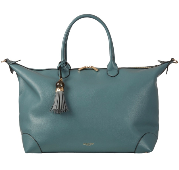 blue leather weekend holdall