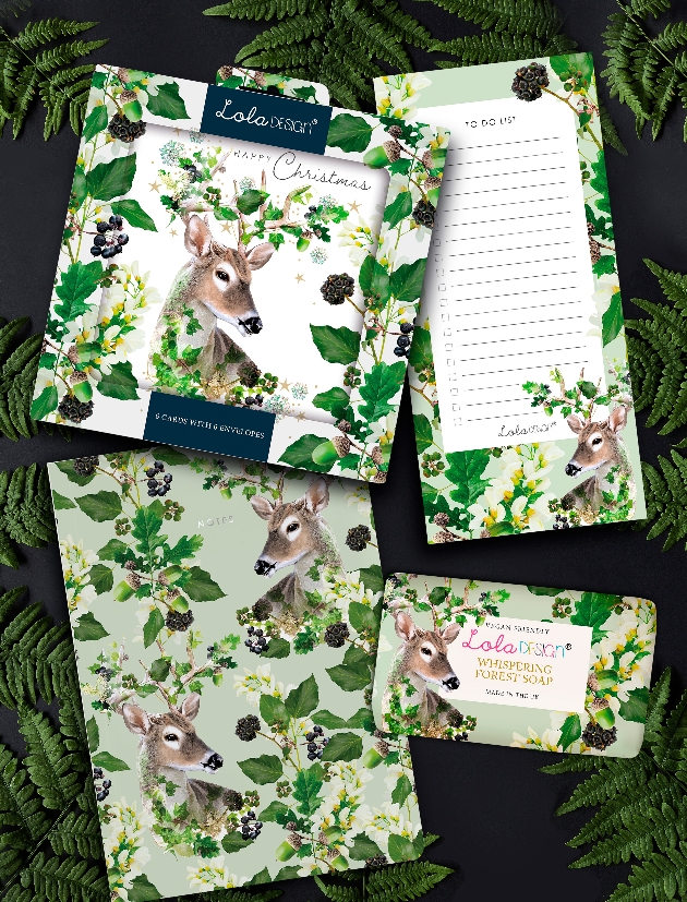 forest inspired stationery set in green